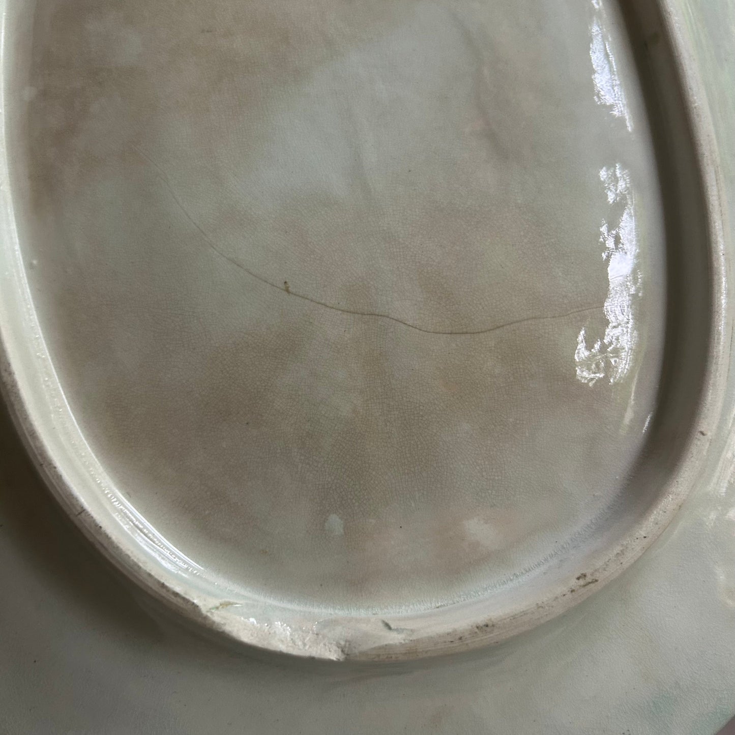 14” 19th Century French Majolica Asparagus & Artichoke Serving Platter