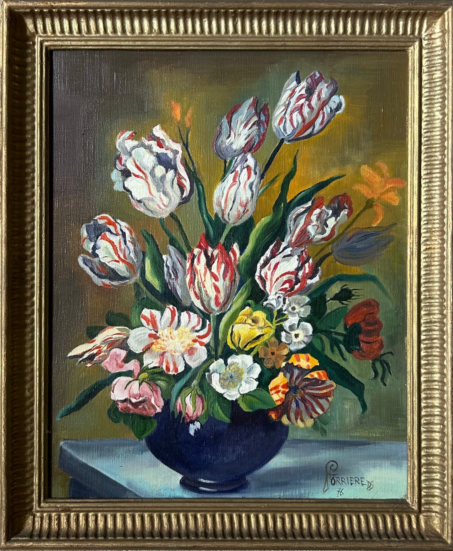 Paris-16” x 19” Vintage Floral Painting