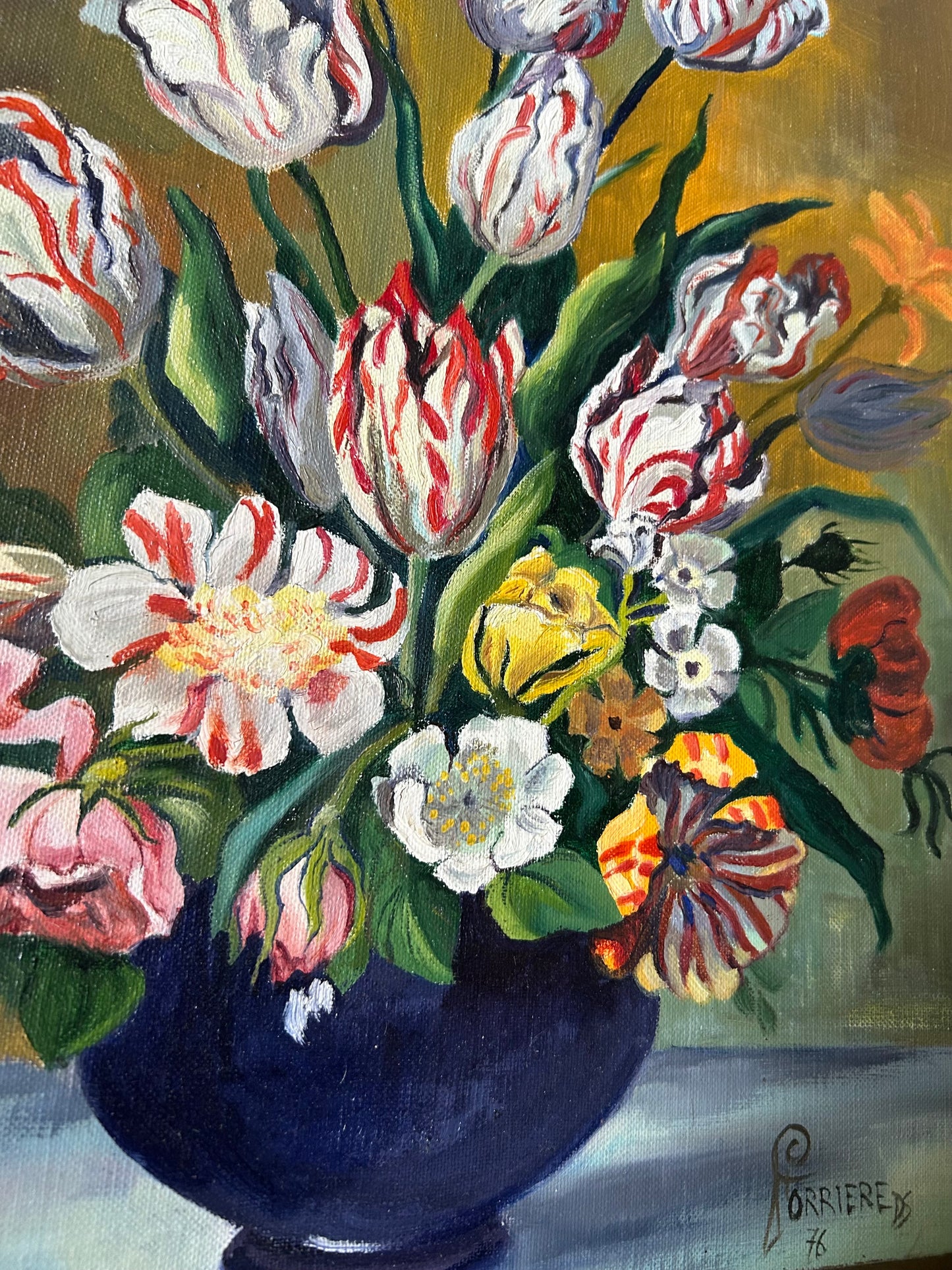 Paris-16” x 19” Vintage Floral Painting