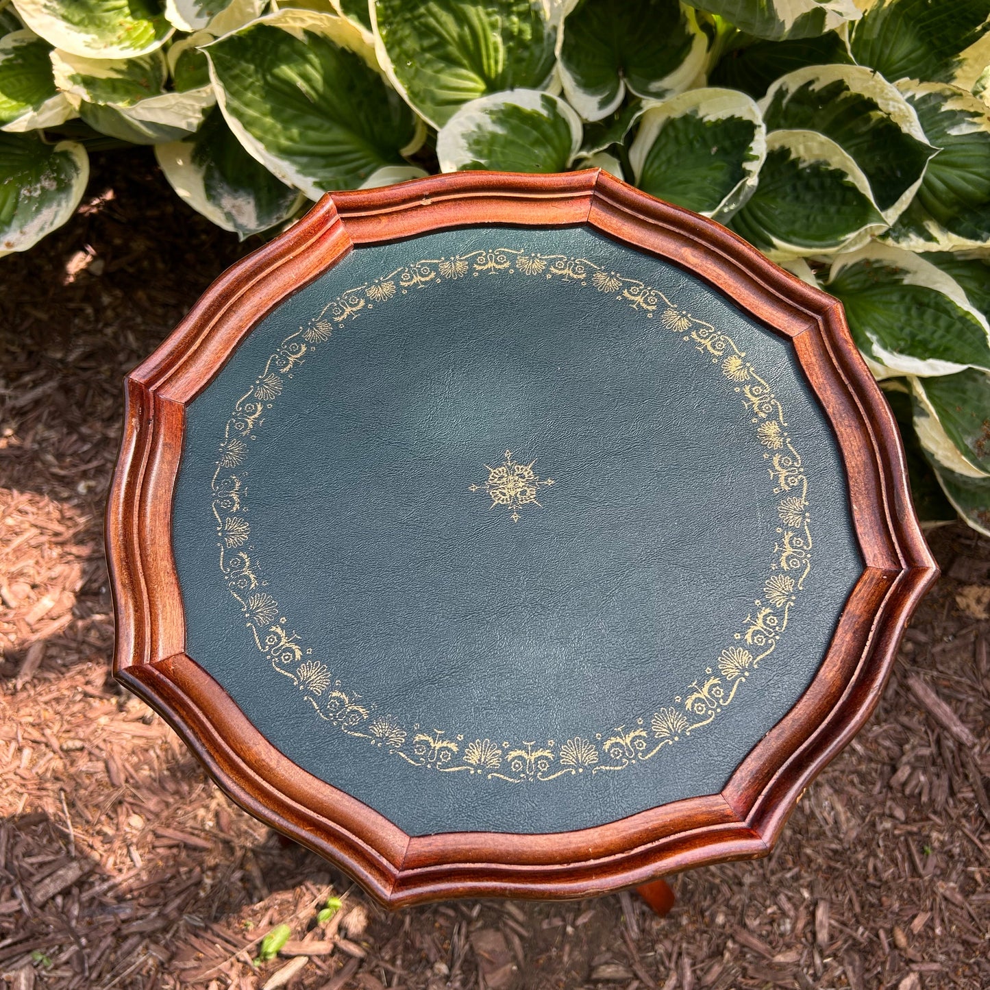13” x 20”H Vintage Bombay Co. Mahogany and Leather Top Side Table