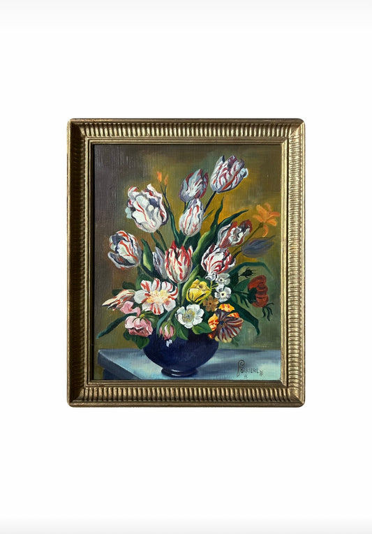 Paris-16” x 19” Vintage Floral Painting