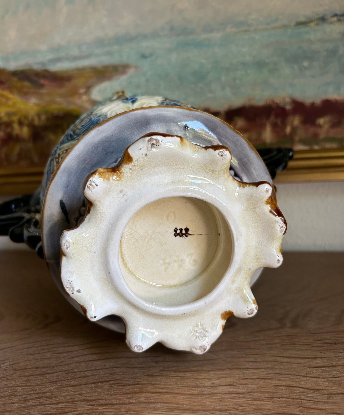 Paris - 13” x 8” x 9.5” Antique French Majolica Jardinière