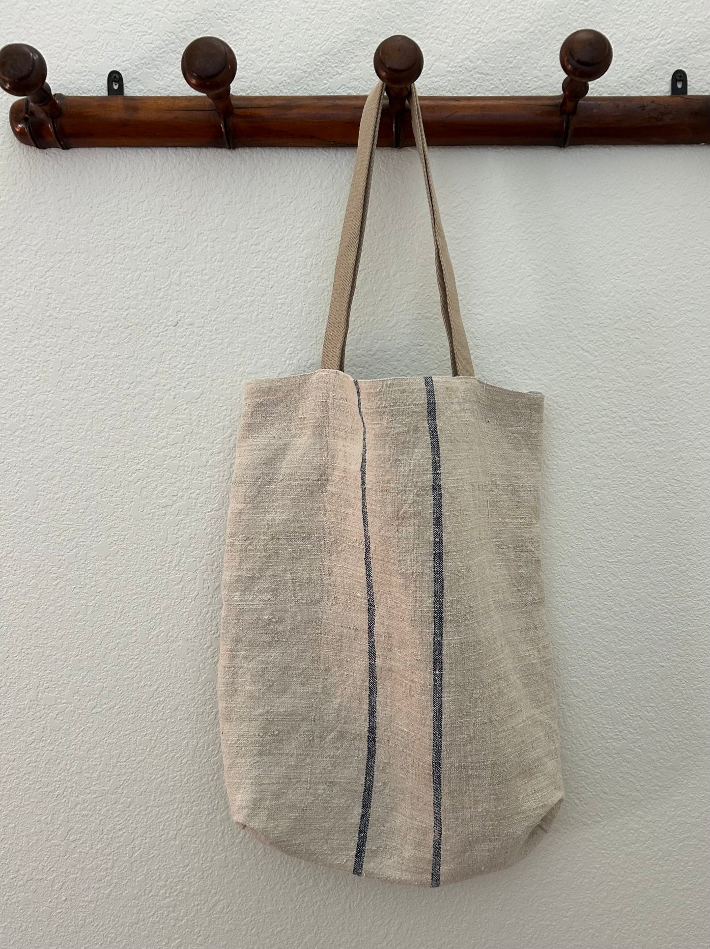 Provence - 18”W x 20” Italian Handmade Linen Bag Blue Stripe