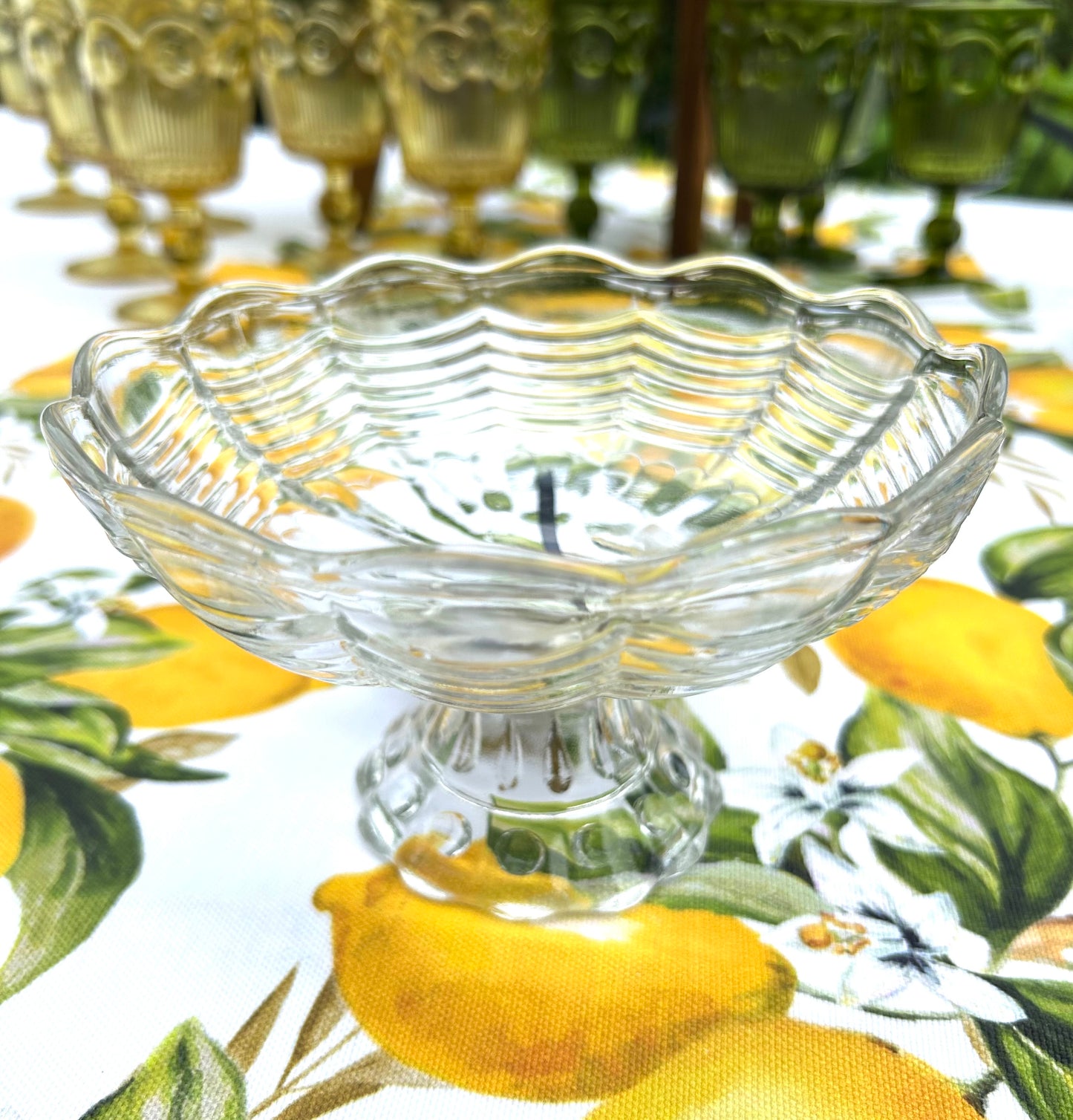 6” x 3.5” Vintage Glass Pedestal