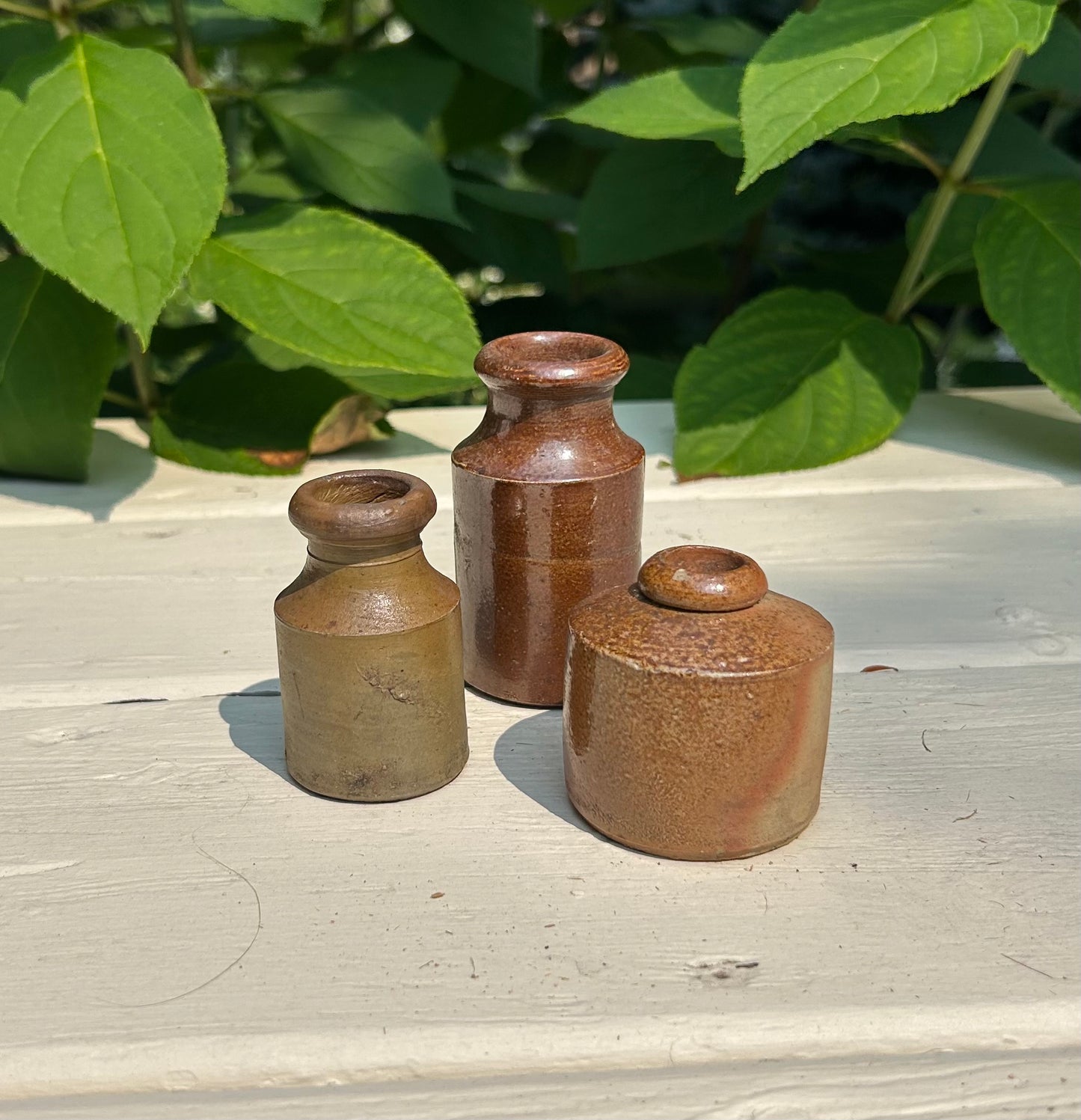 Set of 3-1800s UK Stoneware Ink Pots
