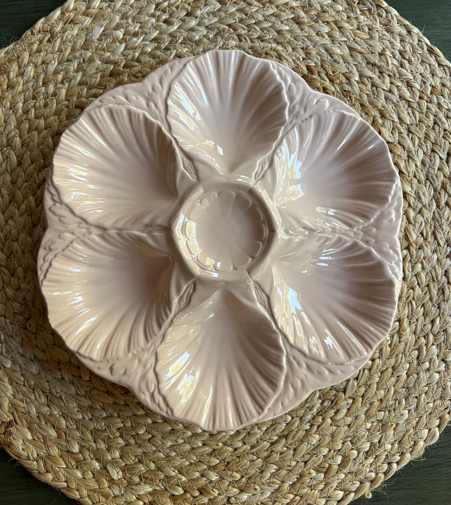 Provence - 9”  French Pink Sarreguemines Majolica Oyster Plate