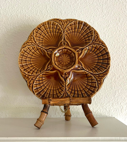 Paris - 9” Sarreguemines French Majolica Oyster Plate