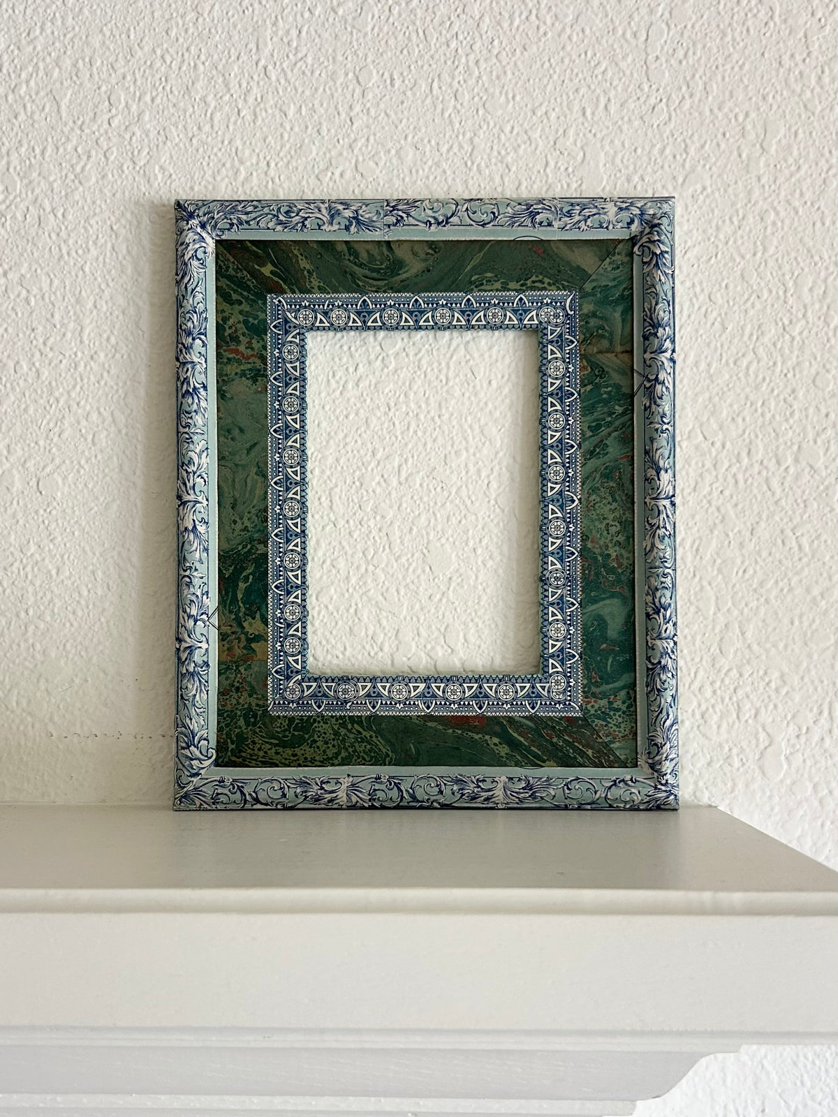 9” x 11” Handmade Decoupage Frame opening 4.25” x 6.25”