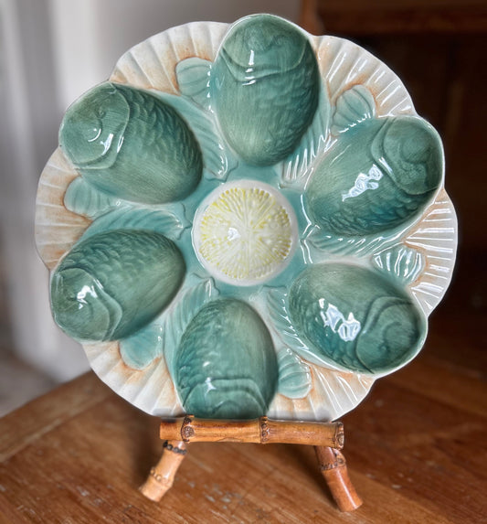 Paris - Rare French Majolica Fish Oyster Plate