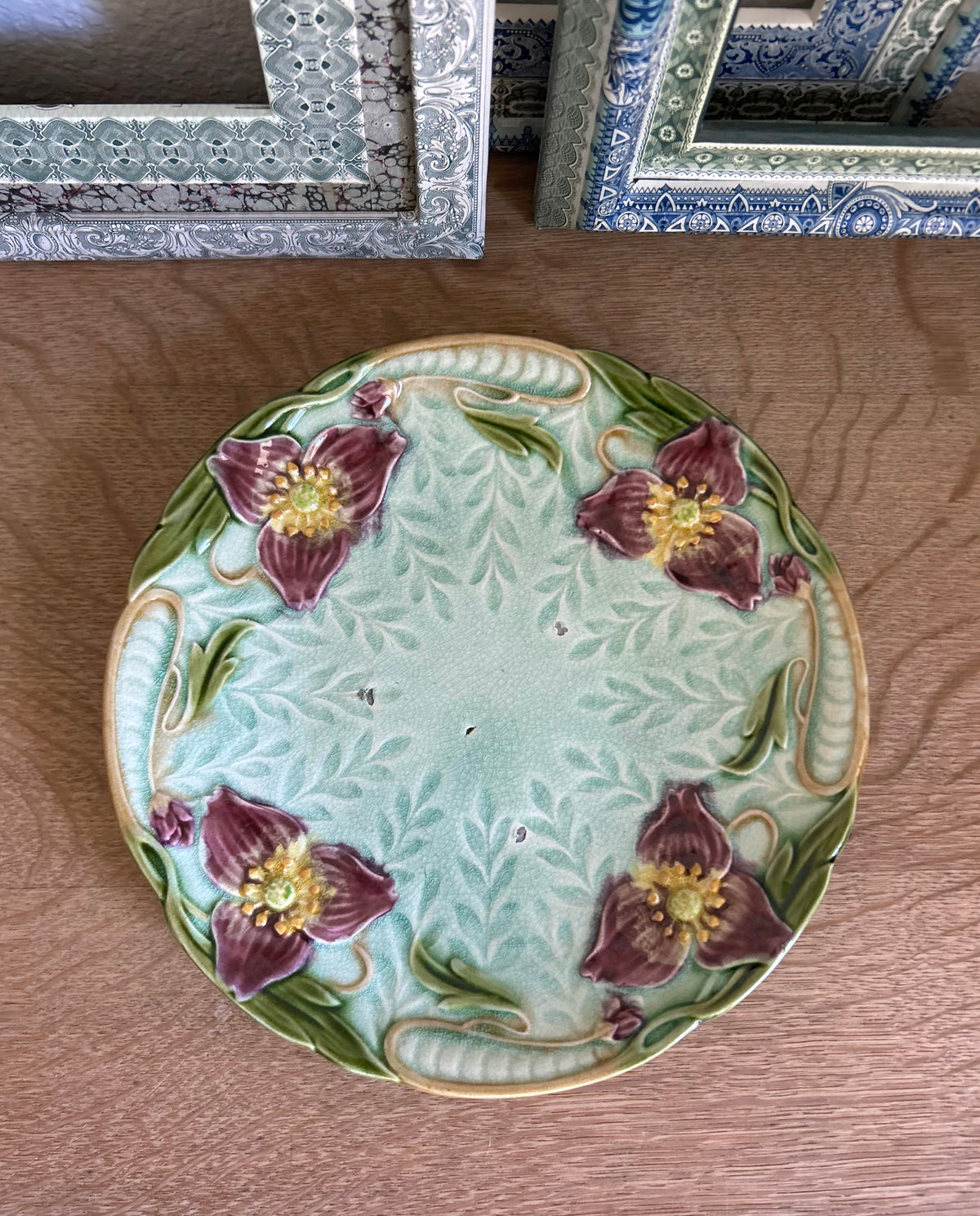 Paris - 8.5” Antique 1880 French Majolica Floral Plate