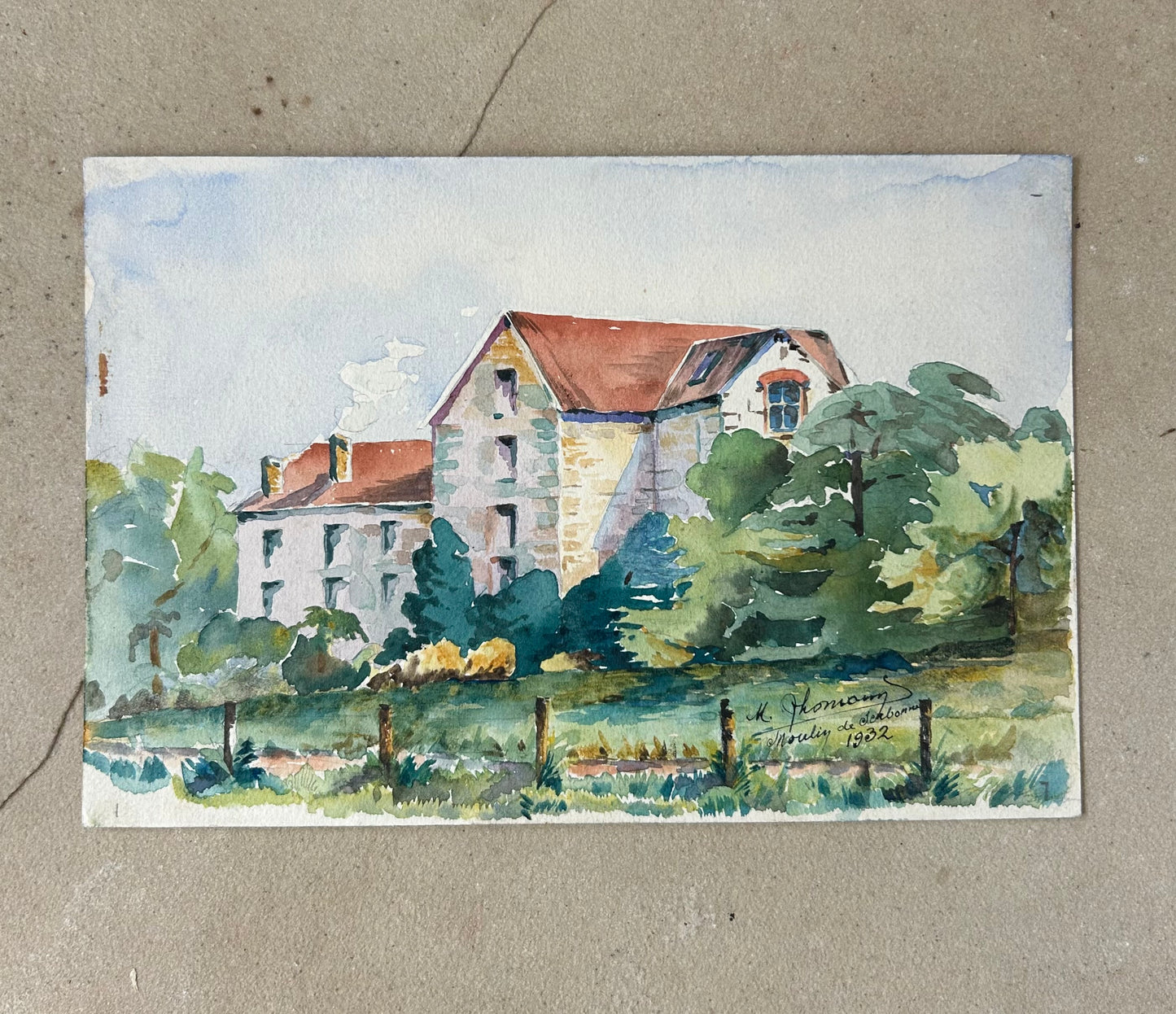Paris - 5.5” x 8.25 Watercolor signed and dated 1932