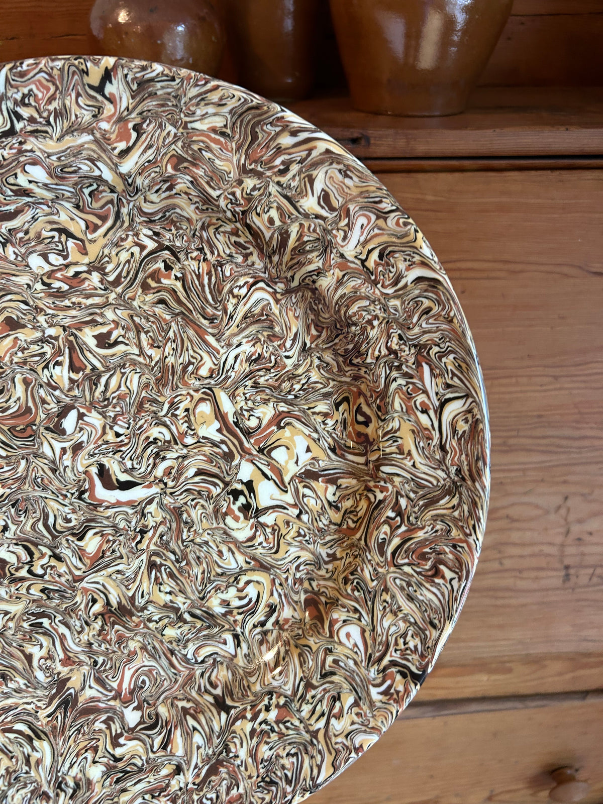Provence 12” Round Vintage Aptware Marbled Clay Platter