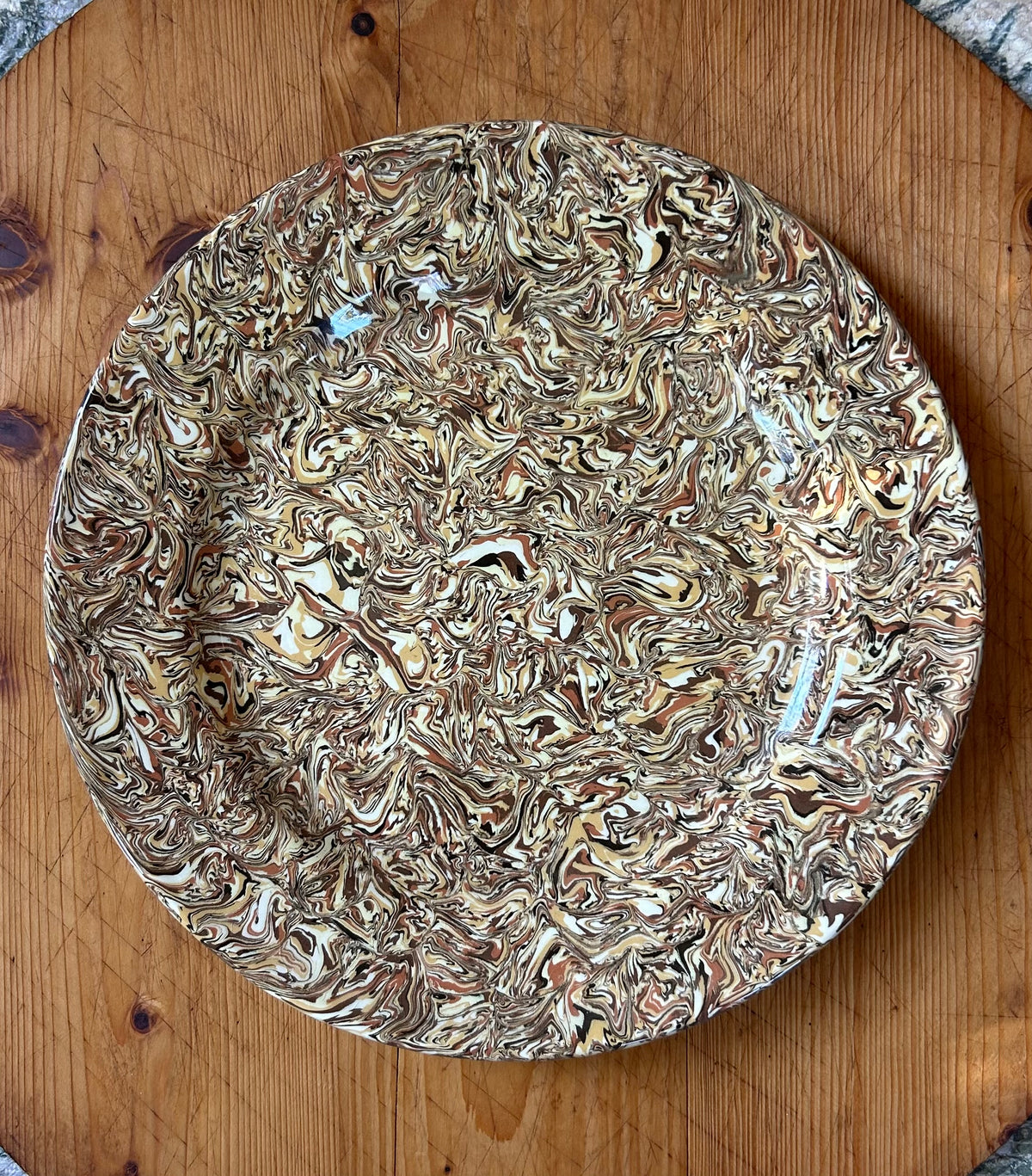 Provence 12” Round Vintage Aptware Marbled Clay Platter