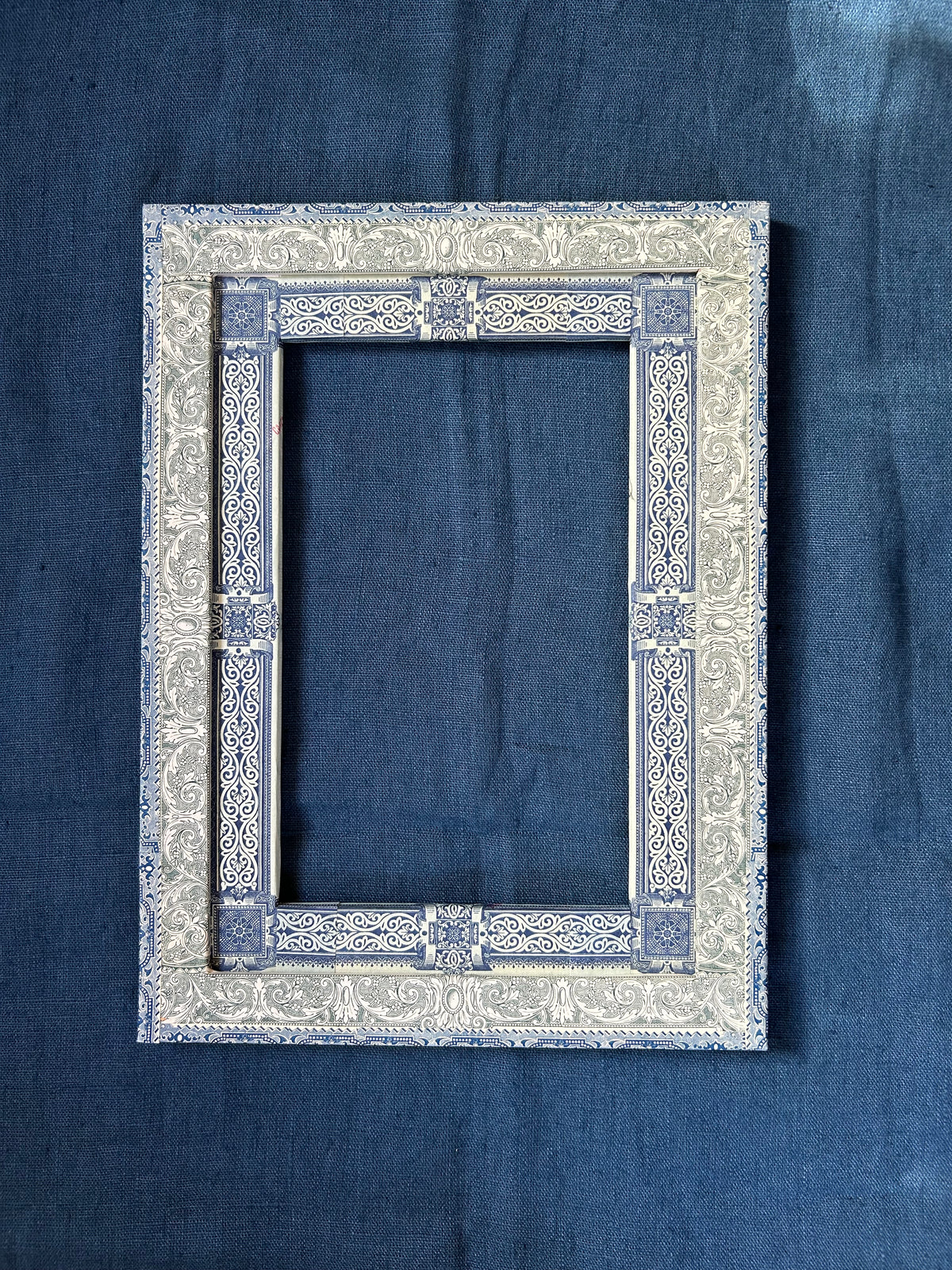 13.5 x 10 French Decoupage Frame Handmade Antique Bank Papers