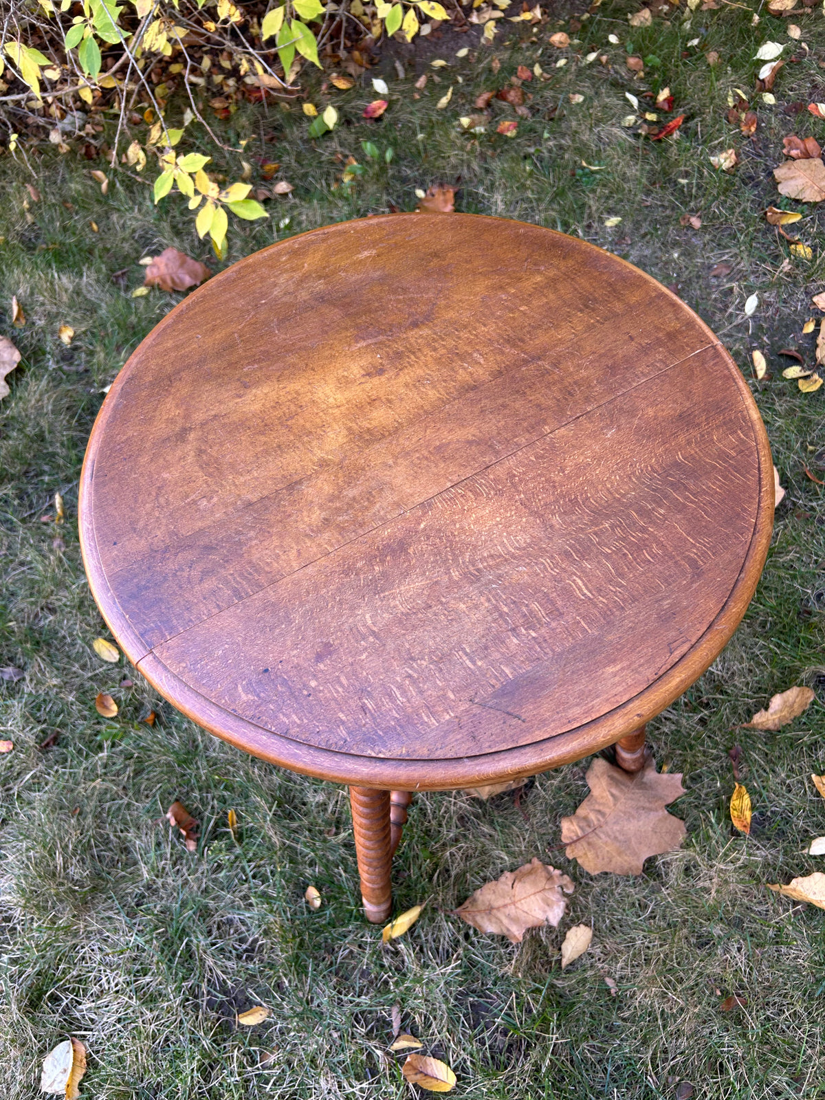 Danish 20” x 24” H Side Table, Hand Turned Legs