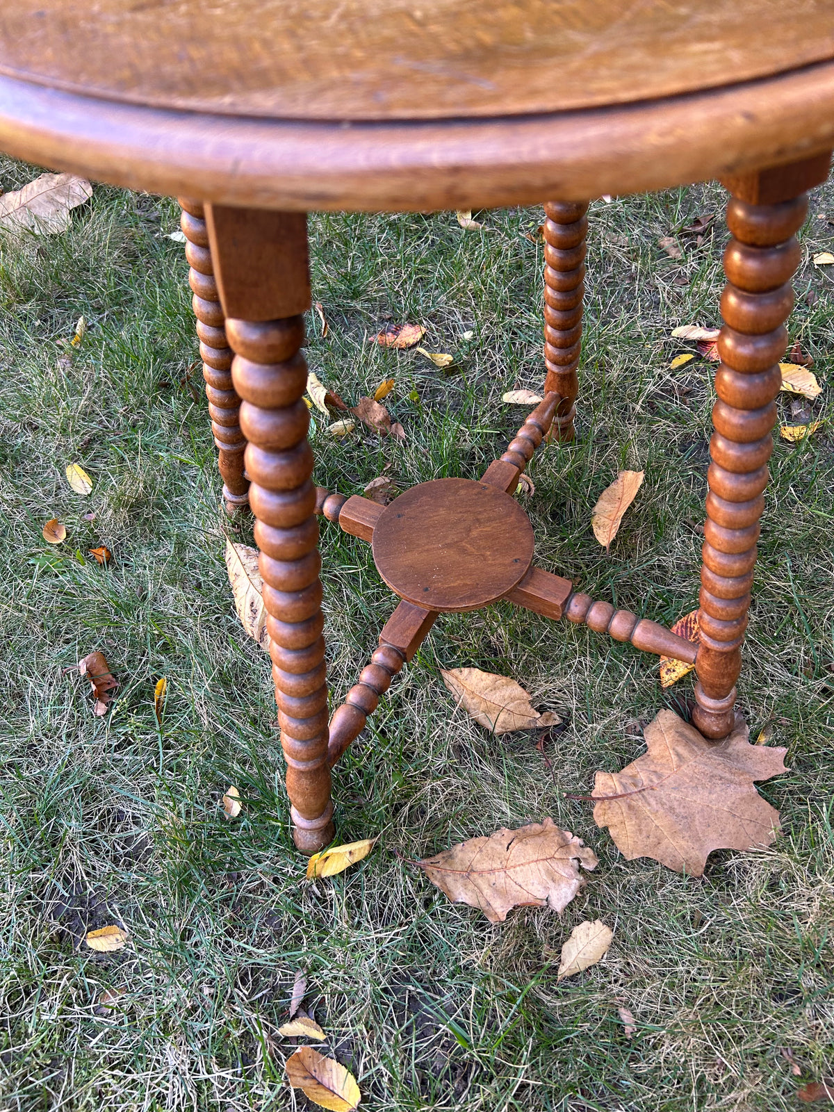 Danish 20” x 24” H Side Table, Hand Turned Legs
